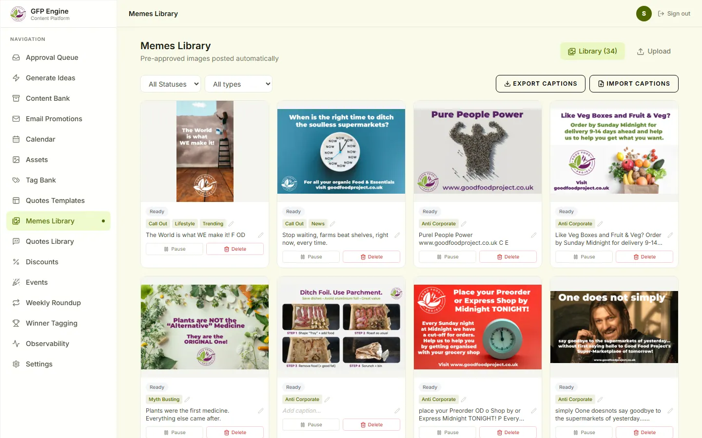 Good Food Project memes library
